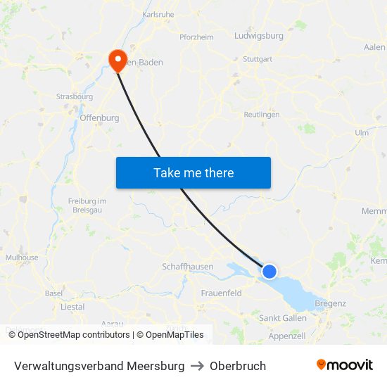 Verwaltungsverband Meersburg to Oberbruch map