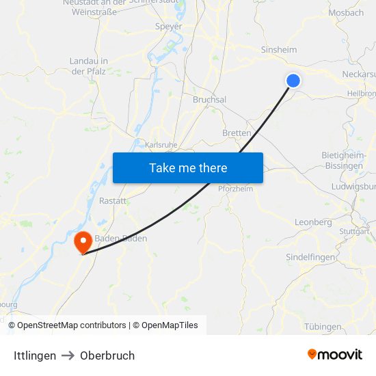 Ittlingen to Oberbruch map