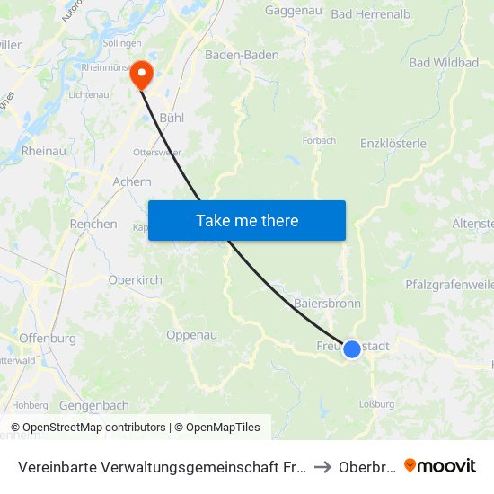 Vereinbarte Verwaltungsgemeinschaft Freudenstadt to Oberbruch map