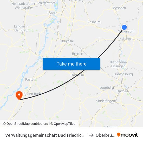 Verwaltungsgemeinschaft Bad Friedrichshall to Oberbruch map