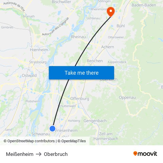 Meißenheim to Oberbruch map