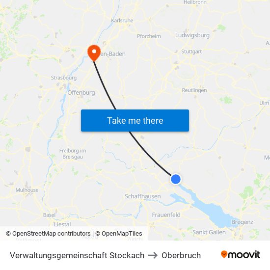 Verwaltungsgemeinschaft Stockach to Oberbruch map