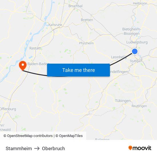 Stammheim to Oberbruch map