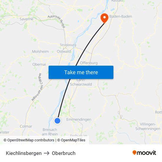 Kiechlinsbergen to Oberbruch map