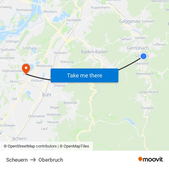 Scheuern to Oberbruch map