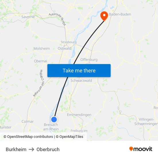 Burkheim to Oberbruch map