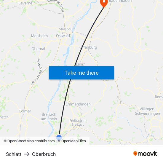 Schlatt to Oberbruch map