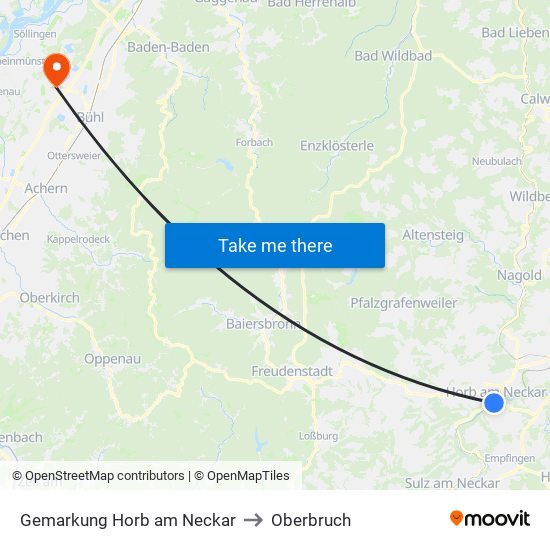 Gemarkung Horb am Neckar to Oberbruch map