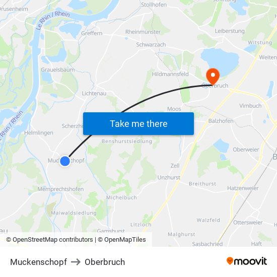 Muckenschopf to Oberbruch map