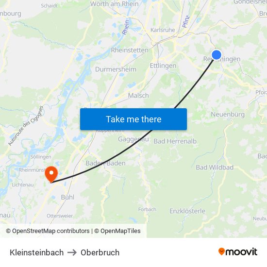 Kleinsteinbach to Oberbruch map