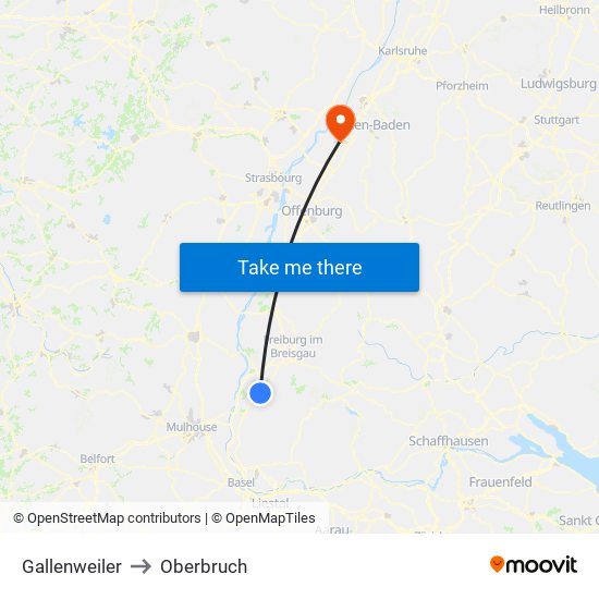 Gallenweiler to Oberbruch map