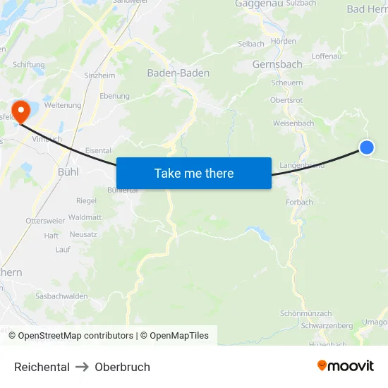 Reichental to Oberbruch map