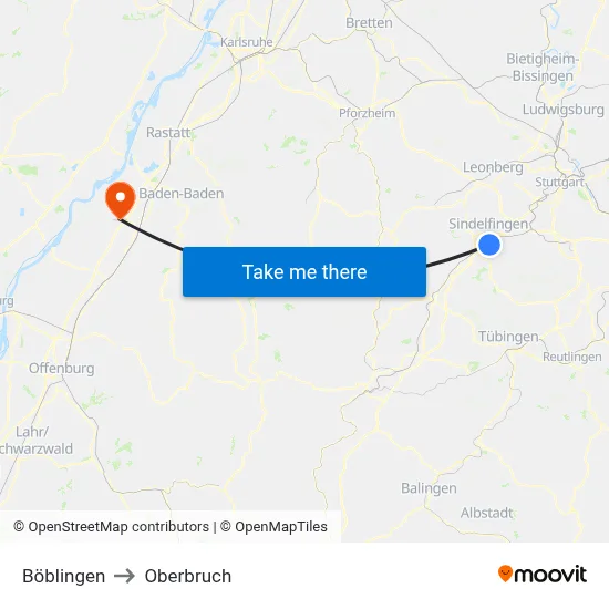 Böblingen to Oberbruch map