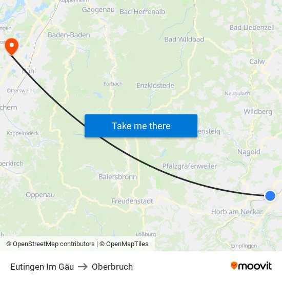 Eutingen Im Gäu to Oberbruch map