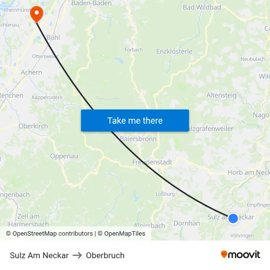 Sulz Am Neckar to Oberbruch map