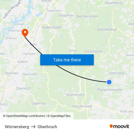 Wörnersberg to Oberbruch map