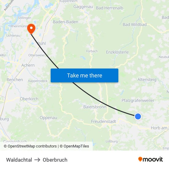Waldachtal to Oberbruch map