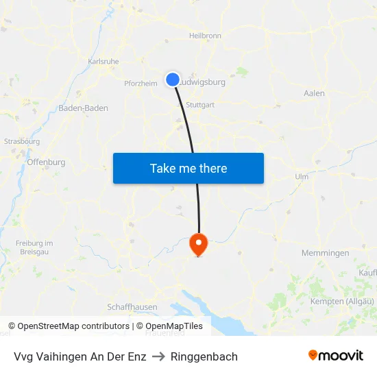Vvg Vaihingen An Der Enz to Ringgenbach map