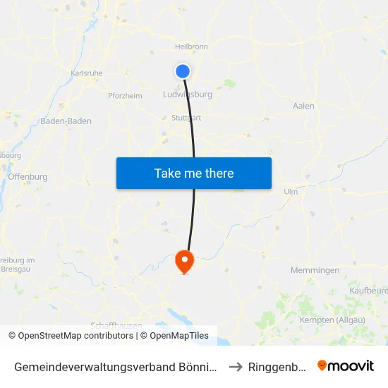 Gemeindeverwaltungsverband Bönnigheim to Ringgenbach map