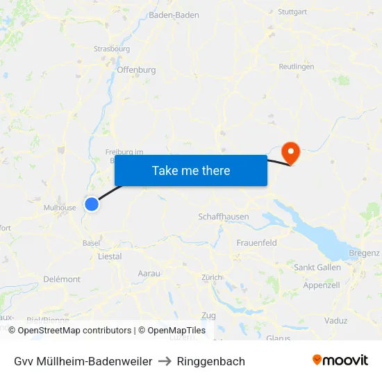 Gvv Müllheim-Badenweiler to Ringgenbach map