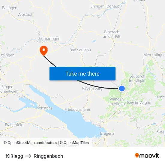 Kißlegg to Ringgenbach map