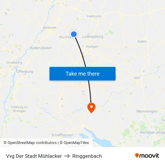 Vvg Der Stadt Mühlacker to Ringgenbach map