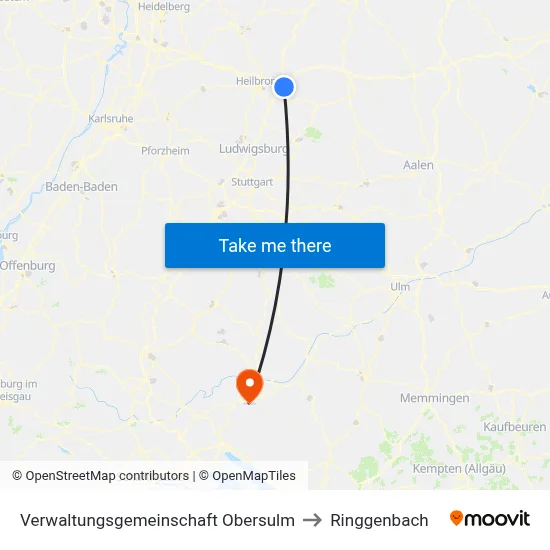 Verwaltungsgemeinschaft Obersulm to Ringgenbach map