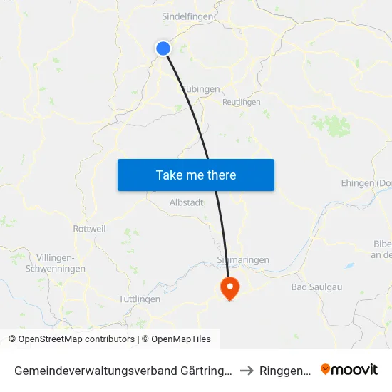 Gemeindeverwaltungsverband Gärtringen/Ehningen to Ringgenbach map