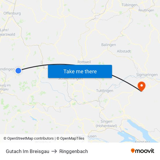 Gutach Im Breisgau to Ringgenbach map