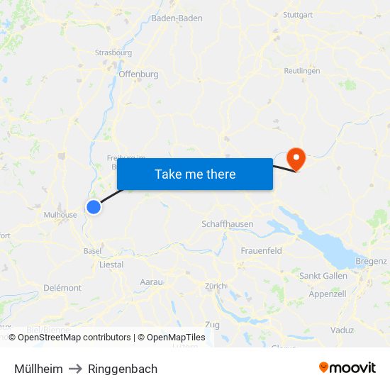 Müllheim to Ringgenbach map