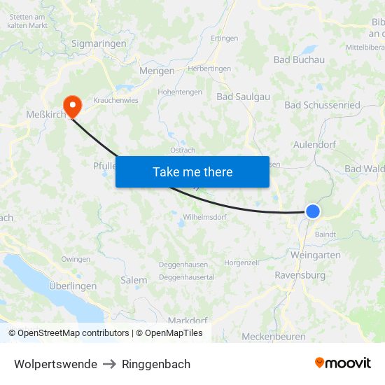 Wolpertswende to Ringgenbach map