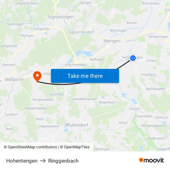Hohentengen to Ringgenbach map