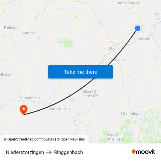 Niederstotzingen to Ringgenbach map