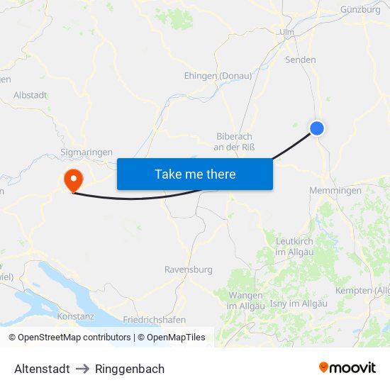 Altenstadt to Ringgenbach map