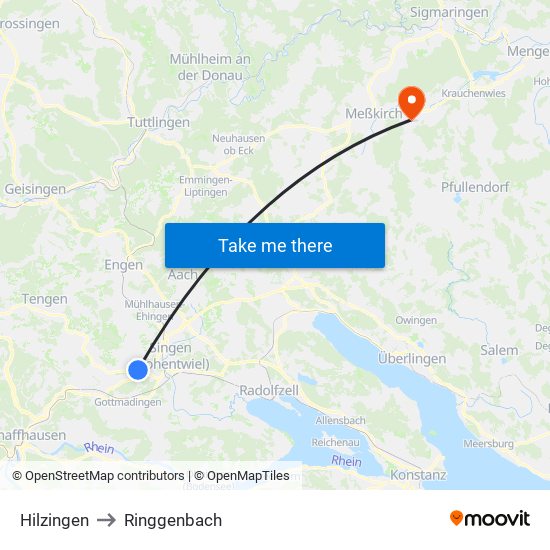 Hilzingen to Ringgenbach map