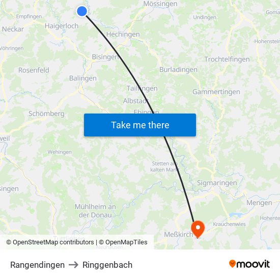 Rangendingen to Ringgenbach map