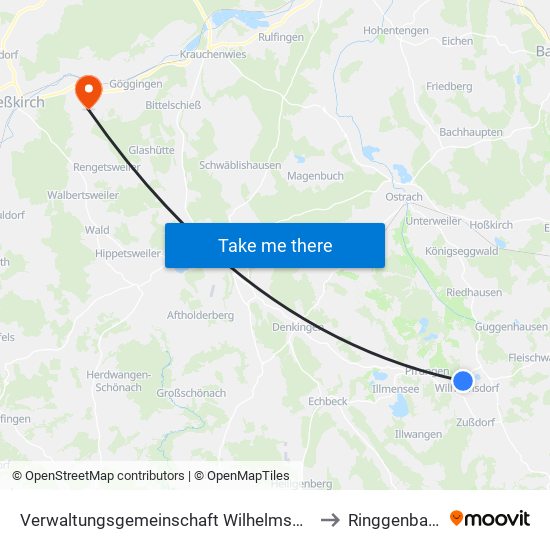 Verwaltungsgemeinschaft Wilhelmsdorf to Ringgenbach map