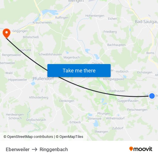 Ebenweiler to Ringgenbach map