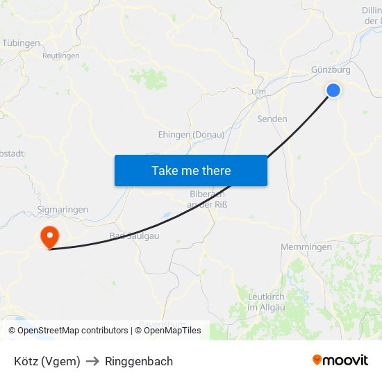 Kötz (Vgem) to Ringgenbach map