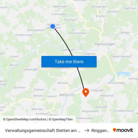 Verwaltungsgemeinschaft Stetten am Kalten Markt to Ringgenbach map