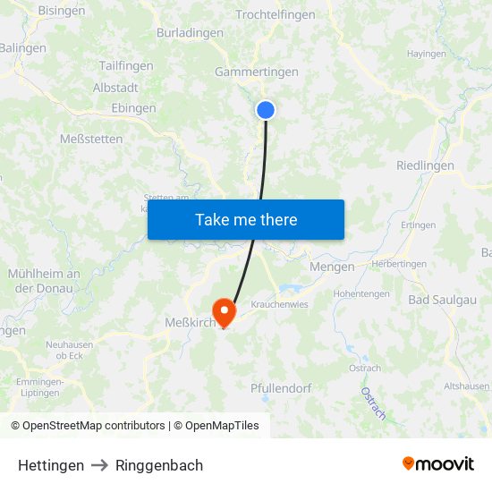 Hettingen to Ringgenbach map