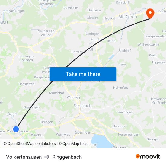 Volkertshausen to Ringgenbach map