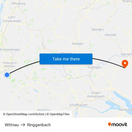 Wittnau to Ringgenbach map