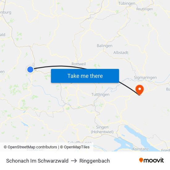 Schonach Im Schwarzwald to Ringgenbach map