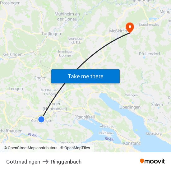 Gottmadingen to Ringgenbach map