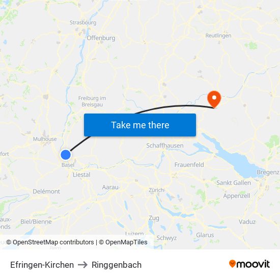 Efringen-Kirchen to Ringgenbach map