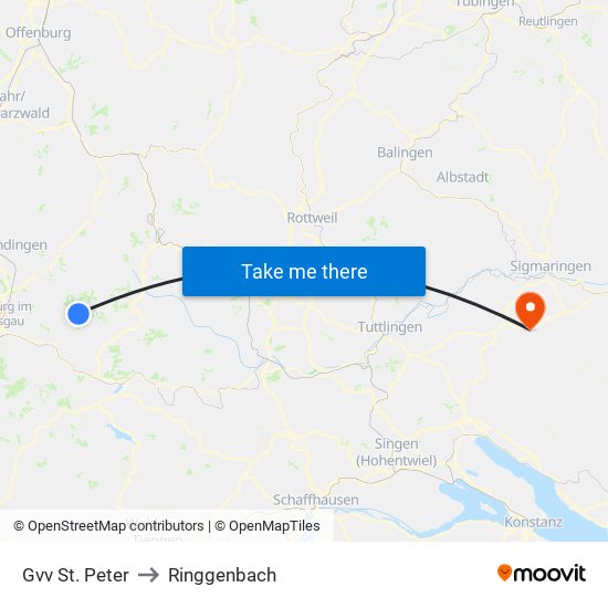 Gvv St. Peter to Ringgenbach map