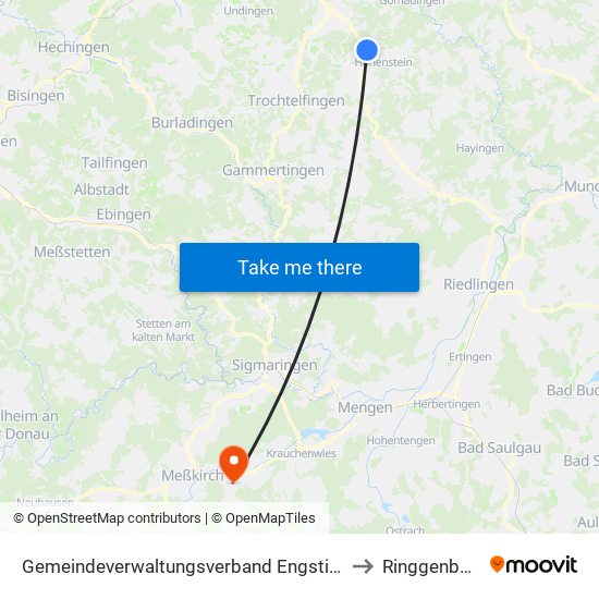 Gemeindeverwaltungsverband Engstingen to Ringgenbach map