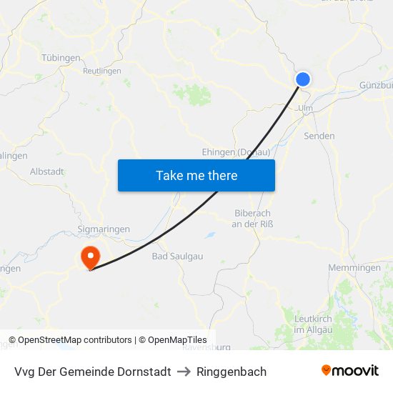 Vvg Der Gemeinde Dornstadt to Ringgenbach map