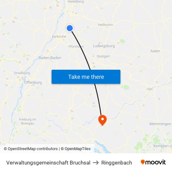 Verwaltungsgemeinschaft Bruchsal to Ringgenbach map